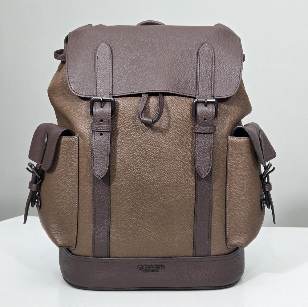 LIKE NEW COACH HUDSON BACKPACK BAG IN COLORBLOCK - GUNMETAL TOBACCO MAHOGANY - Picture 2 of 9